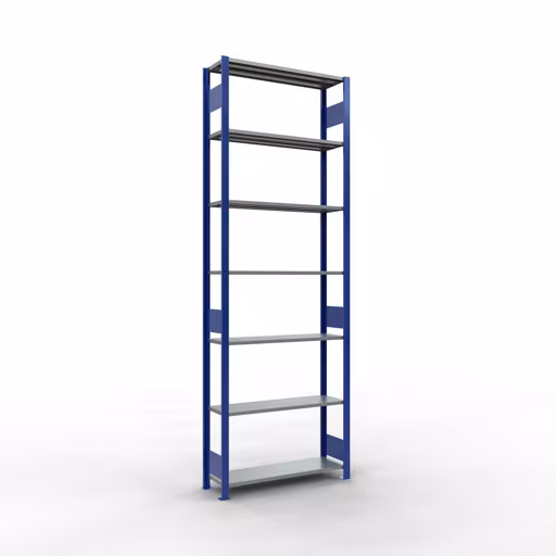 Grundregal, Fachbodenregal Stecksystem MULTIplus150, 3000 x 1000 x 300 mm (HxBxT), 7 Fachböden, Längenriegel, RAL 5010 enzianblau/verzinkt von der Marke Schulte Lagertechnik Grundregal, Fachbodenregal Stecksystem MULTIplus150, 3000 x 1000 x 300 mm (HxBxT), 7 Fachböden, Längenriegel, RAL 5010 enzianblau/verzinkt aus der Kategorie Grundregal mit der Artikelnummer 12732-LR-B