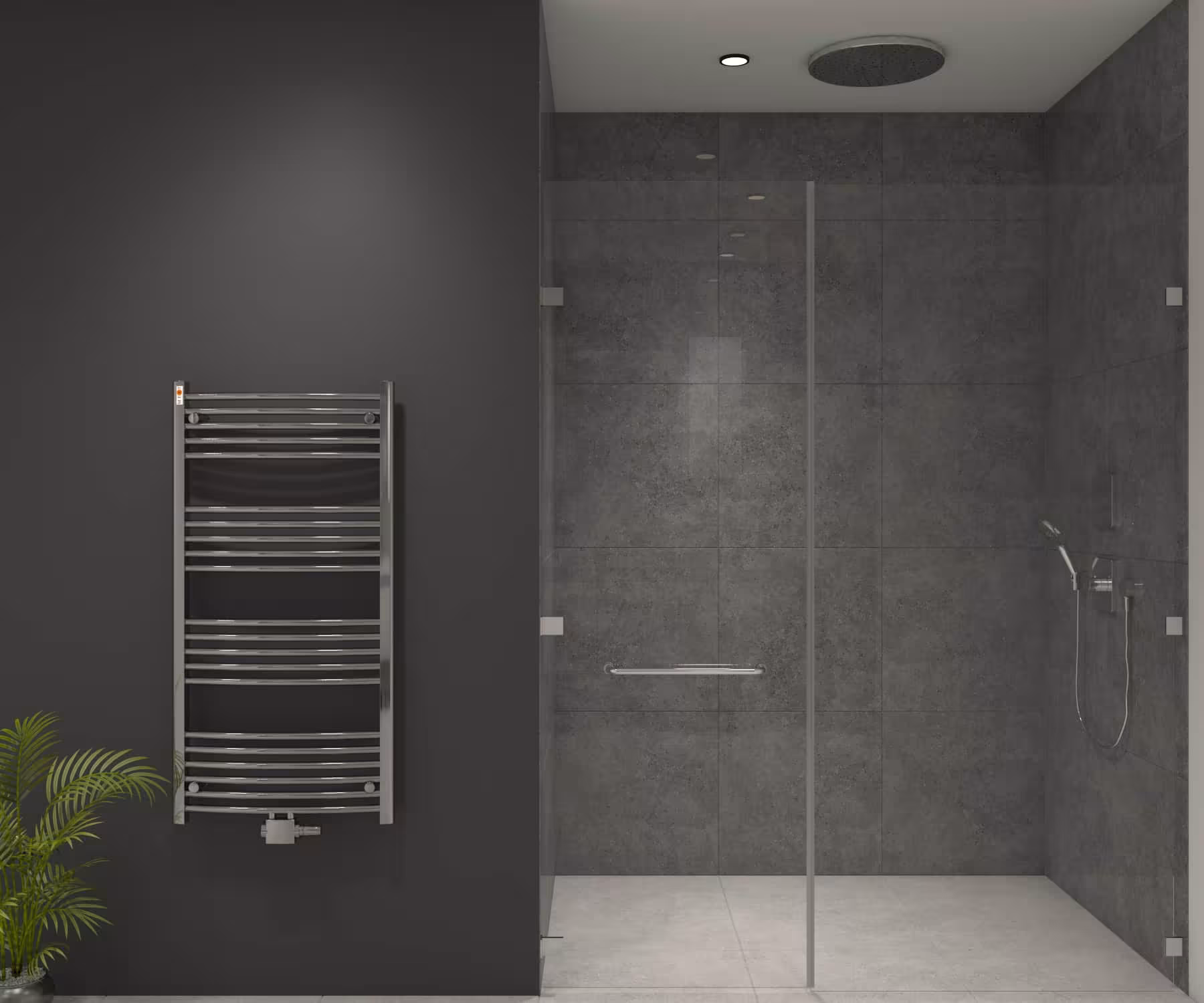 Radiatore da bagno MERT curvo cromato, attacco centrale, radiatore da bagno, articolo n. 4-60x120-M