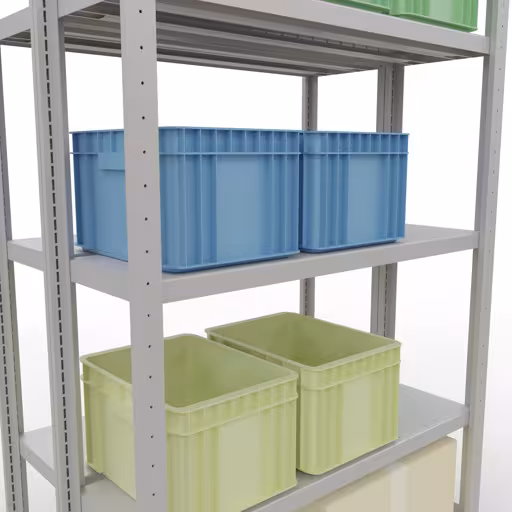 Étagère de base, étagère double, système d'étagères MULTIplus250, 2000 x 1000 x (2x300) mm, 2x5 étagères, gris clair RAL 7035 de Schulte Lagertechnik de la gamme d'étagères