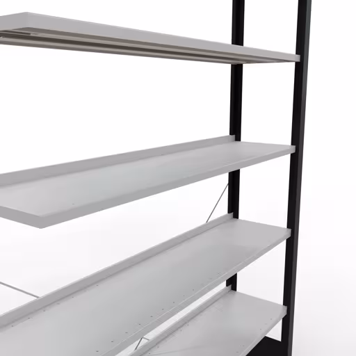 Produktbild Nr 13 des Artikels Anbauregal, Büro-Fachbodenregal Stecksystem MULTIplus85, 2300 x 1300 x 300 mm (HxBxT), 7 Fachböden, Kreuzstrebe, mit Anschlagleiste, schwarz/lichtgrau Abbildung Nr 13 des Artikels Anbauregal, Büro-Fachbodenregal Stecksystem MULTIplus85, 2300 x 1300 x 300 mm (HxBxT), 7 Fachböden, Kreuzstrebe, mit Anschlagleiste, schwarz/lichtgrau aus der Produktgruppe Büroregale von der Marke Schulte Lagertechnik