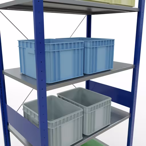 Figure n° 15 de l'article étagère de base, système d'étagères enfichables MULTIplus85, 3000 x 1000 x 600 mm, 7 étagères, traverse, RAL 5010 bleu gentiane du groupe de produits système enfichable de la marque Schulte Lagertechnik