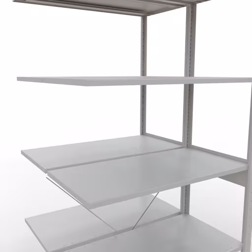 Une autre vue de l'article, étagère double, système d'étagères MULTIplus150, 2500 x 1000 x (2x500) mm, 2x6 étagères, gris clair RAL 7035 de la catégorie étagère