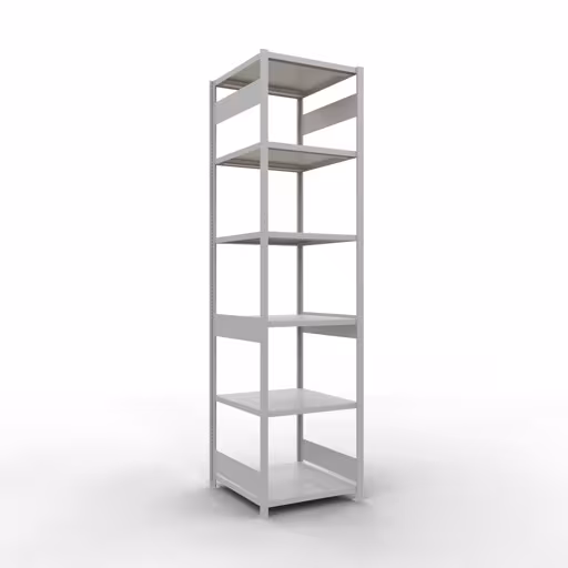 Étagère de base, étagère, système enfichable MULTIplus250, 3000 x 750 x 800 mm (HxLxP), 7 étagères, barres de longueur, RAL 7035 gris clair, étagère de base, réf. 32882-75-LR