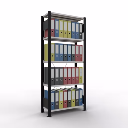 Figura n. 10 dell'articolo scaffale base, scaffale per ufficio, sistema a innesto MULTIplus85, 1800 x 750 x 300 mm, 5 ripiani, nero/grigio chiaro del gruppo di prodotti scaffali per ufficio della marca Schulte Lagertechnik