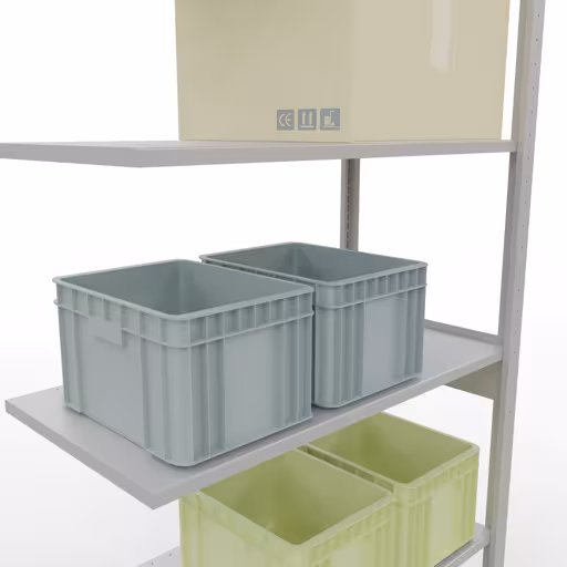 Scaffali aggiuntivi, scaffali, sistema a innesto MULTIplus85, 2500 x 1000 x 500 mm (AxLxP), 6 ripiani, barre longitudinali, RAL 7035 grigio chiaro di Schulte Lagertechnik dalla categoria Sistemi a innesto