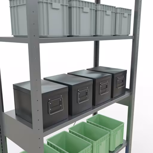 Représentation supplémentaire de l'article étagère de base, étagère à étagères, système enfichable MULTIplus85, 2500 x 1000 x 400 mm, 6 étagères, galvanisé à partir de l'étagère de base