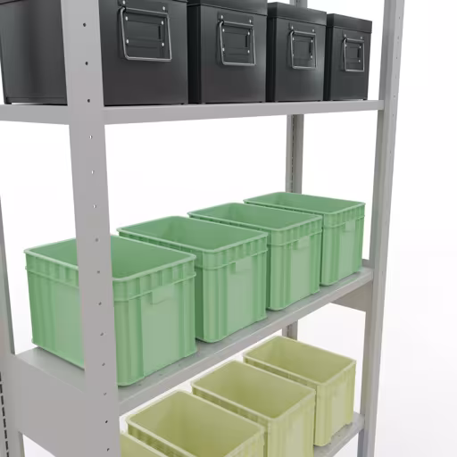 Étagère de base, étagère, système enfichable MULTIplus150, 2500 x 1000 x 300 mm, 6 étagères, RAL 7035 gris clair de la marque Schulte Lagertechnik de la gamme de produits du système enfichable