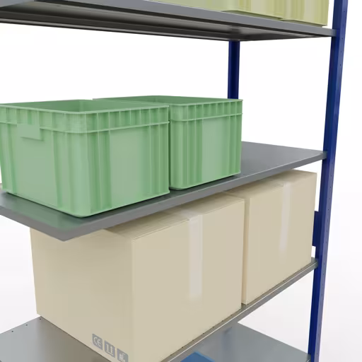 Immagine del prodotto n. 7 dell'articolo scaffale aggiuntivo, sistema a innesto MULTIplus150, 3000 x 1300 x 500 mm (AxLxP), 7 ripiani, RAL 5010 blu genziana/zincato dalla gamma di prodotti del sistema a innesto di Schulte Lagertechnik