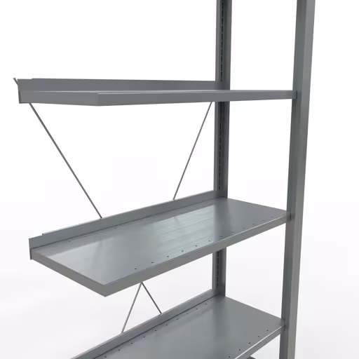 Scaffale sopraelevato, scaffale per ufficio, sistema a innesto MULTIplus85, 2000 x 750 x 300 mm (AxLxP), 6 ripiani, traversa, zincato, con barra di arresto della marca Schulte Lagertechnik dal programma scaffali per ufficio