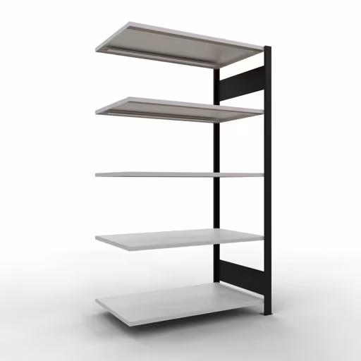 Scaffale aggiuntivo, scaffale per ufficio, sistema a innesto MULTIplus150, 1800 x 1000 x 600 mm (AxLxP), 5 ripiani, barre longitudinali, senza fermo centrale, nero/grigio chiaro di Schulte Lagertechnik Scaffale aggiuntivo, scaffale per ufficio, sistema a innesto MULTIplus150, 1800 x 1000 x 600 mm (AxLxP), 5 ripiani, barre longitudinali, senza fermo centrale, nero/grigio chiaro, sistema a innesto, articolo n. 36058-S