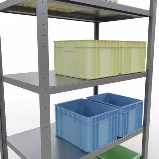 Scaffale base, scaffale, sistema a innesto MULTIplus250, 2000 x 1000 x 600 mm (AxLxP), 5 ripiani, barre longitudinali, zincato della marca Schulte Lagertechnik della gamma dei sistemi a innesto
