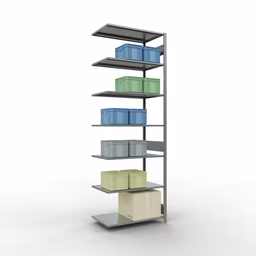 Étagère supplémentaire, étagère à étagères, système enfichable MULTIplus85, 3000 x 1000 x 600 mm, 7 étagères, galvanisées de Schulte Lagertechnik avec le numéro d'article. 13167-LR
