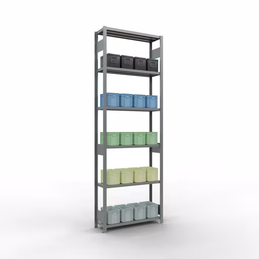 Scaffale base, scaffale, sistema a innesto MULTIplus250, 3000 x 1000 x 300 mm (AxLxP), 7 ripiani, barre longitudinali, zincato con GTIN 4004514282170 Scaffale base, scaffale, sistema a innesto MULTIplus250, 3000 x 1000 x 300 mm (AxLxP), 7 ripiani, barre longitudinali, zincato di Schulte Lagertechnik con l'articolo n. 12932-LR