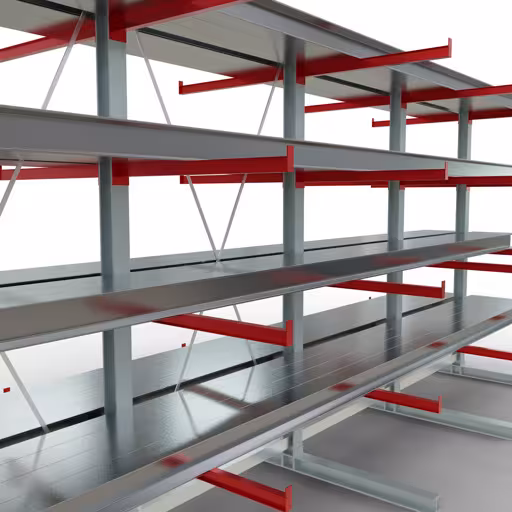 Figura n. 10 dell'articolo Scaffale completo K 6000, bilaterale, 3000 x 6000 x 2x 1000 mm, RAL 7001 / RAL 3000, 5 livelli di stoccaggio del gruppo di prodotti scaffalature cantilever della marca Schulte Lagertechnik