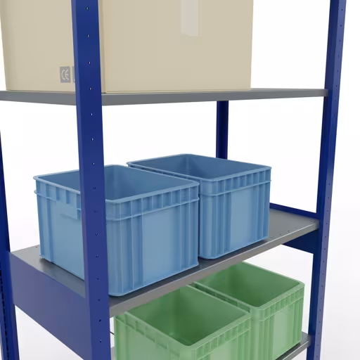 Image du produit n° 15 de l'article étagère de base, étagère, système enfichable MULTIplus150, 2500 x 1000 x 500 mm, 6 étagères, RAL 5010/galvanisé de la gamme de produits du système enfichable de Schulte Lagertechnik