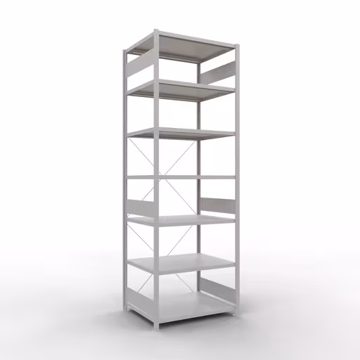 Scaffale base, scaffale, sistema a innesto MULTIplus250, 3000 x 1000 x 800 mm (AxLxP), 7 ripiani, traversa, RAL 7035 grigio chiaro di Schulte Lagertechnik con l'articolo n. 32882