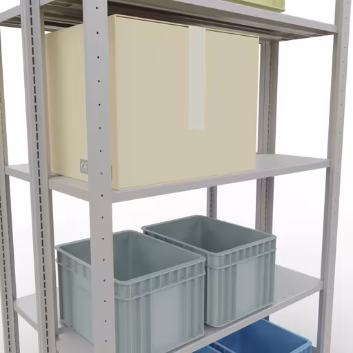 Représentation supplémentaire de l'article étagère de base, étagère double, système d'étagère enfichable MULTIplus150, 2000 x 1000 x (2x300) mm, 2x5 étagères, RAL 7035 gris clair à partir d'étagères doubles