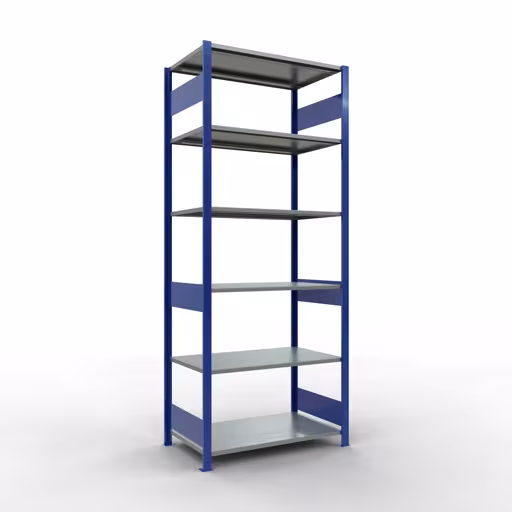 Étagère de base, étagère, système enfichable MULTIplus85, 2500 x 1000 x 600 mm (HxLxP), 6 étagères, barres de longueur, RAL 5010 bleu gentiane de Schulte Lagertechnik Étagère de base, étagère, système enfichable MULTIplus85, 2500 x 1000 x 600 mm (HxLxP), 6 étagères, barre de longueur, RAL 5010 bleu gentiane, étagère de base, réf. 13161-LR-B