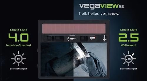 Casque de soudeur Vegaview 2.5 noir 90x110 mm DIN 8-12 Carton OPTREL