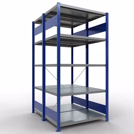 Figura n. 15 dell'articolo scaffale base, scaffale doppio, sistema di scaffali MULTIplus250, 2000 x 1000 x (2x600) mm (AxLxP), 2x5 ripiani, traversa, RAL 5010 blu genziana del gruppo di prodotti scaffali della marca Schulte Lagertechnik