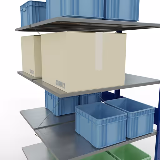 Scaffale aggiuntivo, scaffale doppio, sistema di scaffali MULTIplus150, 3000 x 1000 x (2x1200) mm (AxLxP), 2x7 ripiani, traversa, RAL 5010 blu genziana della marca Schulte Lagertechnik dal programma scaffali