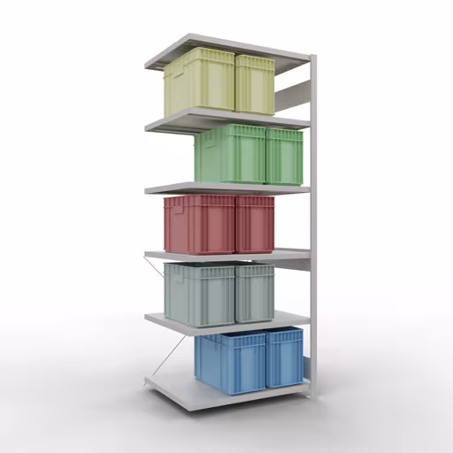 Figure n° 14 de l'article étagère complémentaire, étagère à étagères, système enfichable MULTIplus330, 2500 x 1000 x 800 mm, 6 étagères, gris clair RAL 7035 du groupe de produits système enfichable de la marque Schulte Lagertechnik