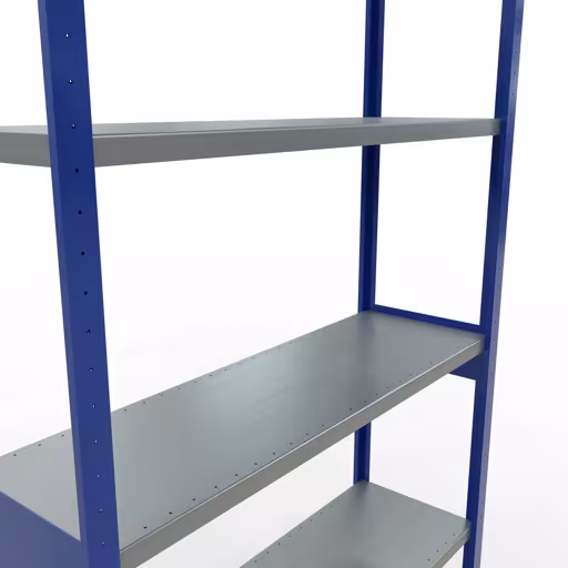 Étagère de base, étagère, système enfichable MULTIplus250, 3000 x 1300 x 400 mm, 7 étagères, RAL 5010 bleu gentiane/galvanisé de Schulte Lagertechnik de la catégorie système enfichable