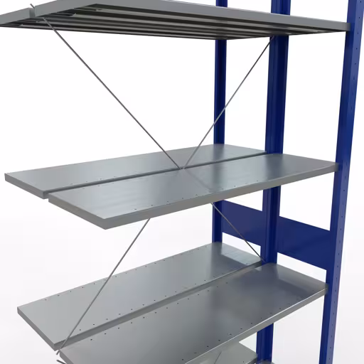 Scaffale aggiuntivo, scaffale doppio, sistema di scaffali MULTIplus150, 3000 x 1000 x (2x600) mm (AxLxP), 2x7 ripiani, traversa, RAL 5010 blu genziana con l'articolo n. 32737-B Scaffale aggiuntivo, scaffale doppio, sistema di scaffali MULTIplus150, 3000 x 1000 x (2x600) mm (AxLxP), 2x7 ripiani, traversa, RAL 5010 blu genziana di Schulte Lagertechnik dalla categoria scaffali