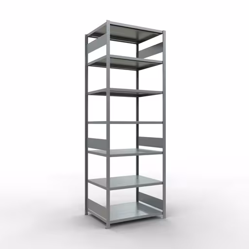 Ripiano base, ripiano, sistema a innesto MULTIplus330, 3000 x 1000 x 800 mm (AxLxP), 7 ripiani, barre longitudinali, zincato, ripiano base, articolo n. 13982-LR