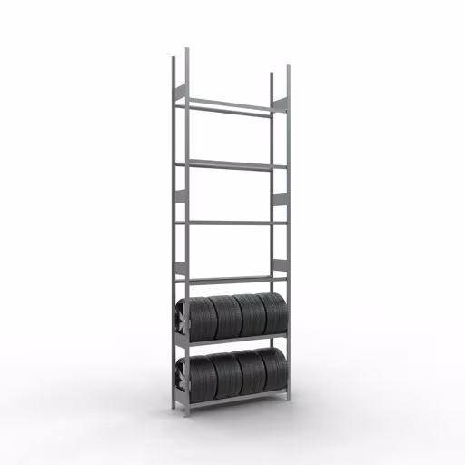 Rayonnage de base, rayonnage pour roues/pneus, 4500 x 1500 x 400 mm, galvanisé, 6 niveaux de stockage de Schulte Lagertechnik avec le numéro d'article : 20798