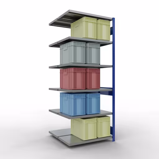 Immagine del prodotto n. 16 dell'articolo scaffale aggiuntivo, scaffale doppio, sistema a innesto per scaffale MULTIplus250, 2500 x 1000 x (2x500) mm, 2x6 ripiani, RAL 5010 blu genziana dalla gamma di prodotti scaffale della marca Schulte Lagertechnik
