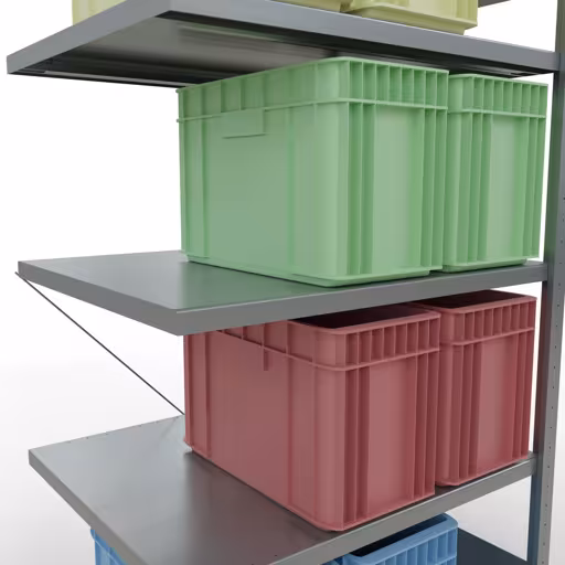 Scaffali aggiuntivi, scaffali, sistema a innesto MULTIplus250, 2000 x 1000 x 800 mm (AxLxP), 5 ripiani, traversa, zincato con GTIN 4004514222428 Scaffali aggiuntivi, scaffali, sistema a innesto MULTIplus250, 2000 x 1000 x 800 mm (AxLxP), 5 ripiani, traversa, zincato di Schulte Lagertechnik con l'articolo n. 12985