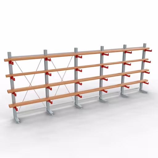 Figura n. 8 dell'articolo Scaffale completo K 3000, unilaterale, 2500 x 6500 x 400 mm, RAL 7001 / RAL 3000, 5 livelli di stoccaggio del gruppo di prodotti scaffalature cantilever della marca Schulte Lagertechnik