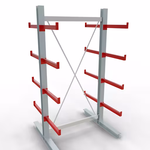 Figura n. 12 dell'articolo Scaffale completo K 3000, bilaterale, 2500 x 1300 x 600 mm, RAL 7001 / RAL 3000, 5 livelli di stoccaggio del gruppo di prodotti scaffalature cantilever della marca Schulte Lagertechnik