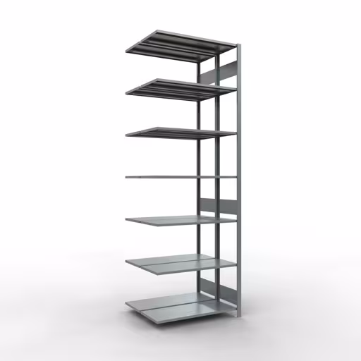 Rayonnage supplémentaire, rayonnage double, système d'étagères MULTIplus150, 3000 x 1000 x (2x400) mm (HxLxP), 2x7 étagères, barres de longueur, galvanisé de Schulte Lagertechnik Rayonnage supplémentaire, rayonnage double, système d'étagères MULTIplus150, 3000 x 1000 x (2x400) mm (HxLxP), 2x7 rayons, barres de longueur, galvanisé, rayons doubles, réf. 17847