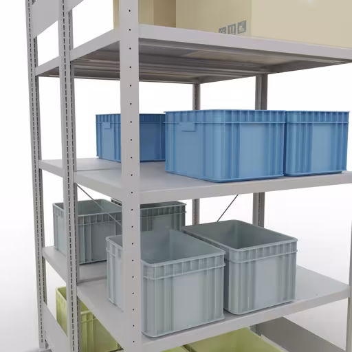 Image du produit n° 8 de l'article étagère de base, système d'étagères enfichables MULTIplus250, 2000 x 1000 x (2x600) mm, 2x5 étagères, RAL 7035 gris clair de la gamme d'étagères de Schulte Lagertechnik