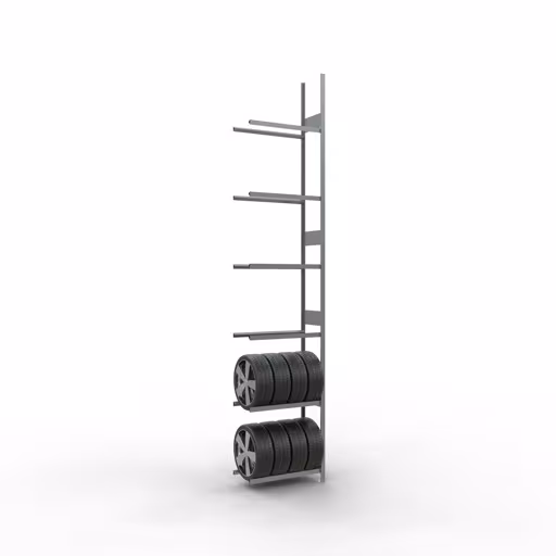 Figure n° 10 de l'article, rayonnage pour roues/pneus, 4500 x 900 x 400 mm, galvanisé, 6 niveaux de stockage avec une charge de compartiment de 150 kg par niveau du groupe de produits des rayonnages à étagères de Schulte Lagertechnik