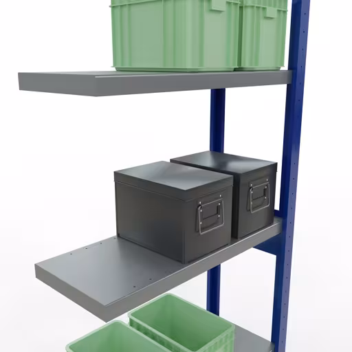 Figure n° 13 de l'article, Étagère MULTIplus250 système enfichable, 2500 x 750 x 300 mm, 6 étagères, RAL 5010 bleu gentiane/galvanisé/galvanisé du groupe de produits système enfichable de Schulte Lagertechnik