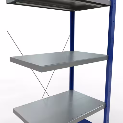Scaffali componibili, scaffali, sistema a innesto MULTIplus250, 2000 x 750 x 500 mm (AxLxP), 5 ripiani, traversa, RAL 5010 blu genziana/zincato/zincato della marca Schulte Lagertechnik della gamma sistemi a innesto