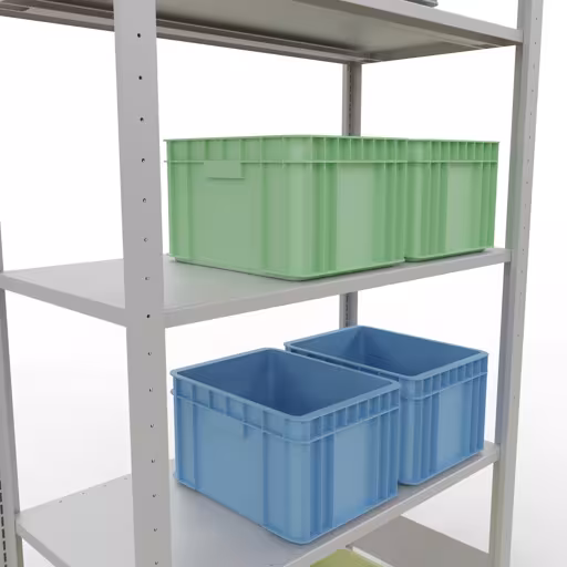Image du produit n° 7 de l'article étagère de base, étagère système enfichable MULTIplus150, 2000 x 1000 x 500 mm, 5 étagères, RAL 7035 gris clair de la gamme de produits système enfichable de Schulte Lagertechnik