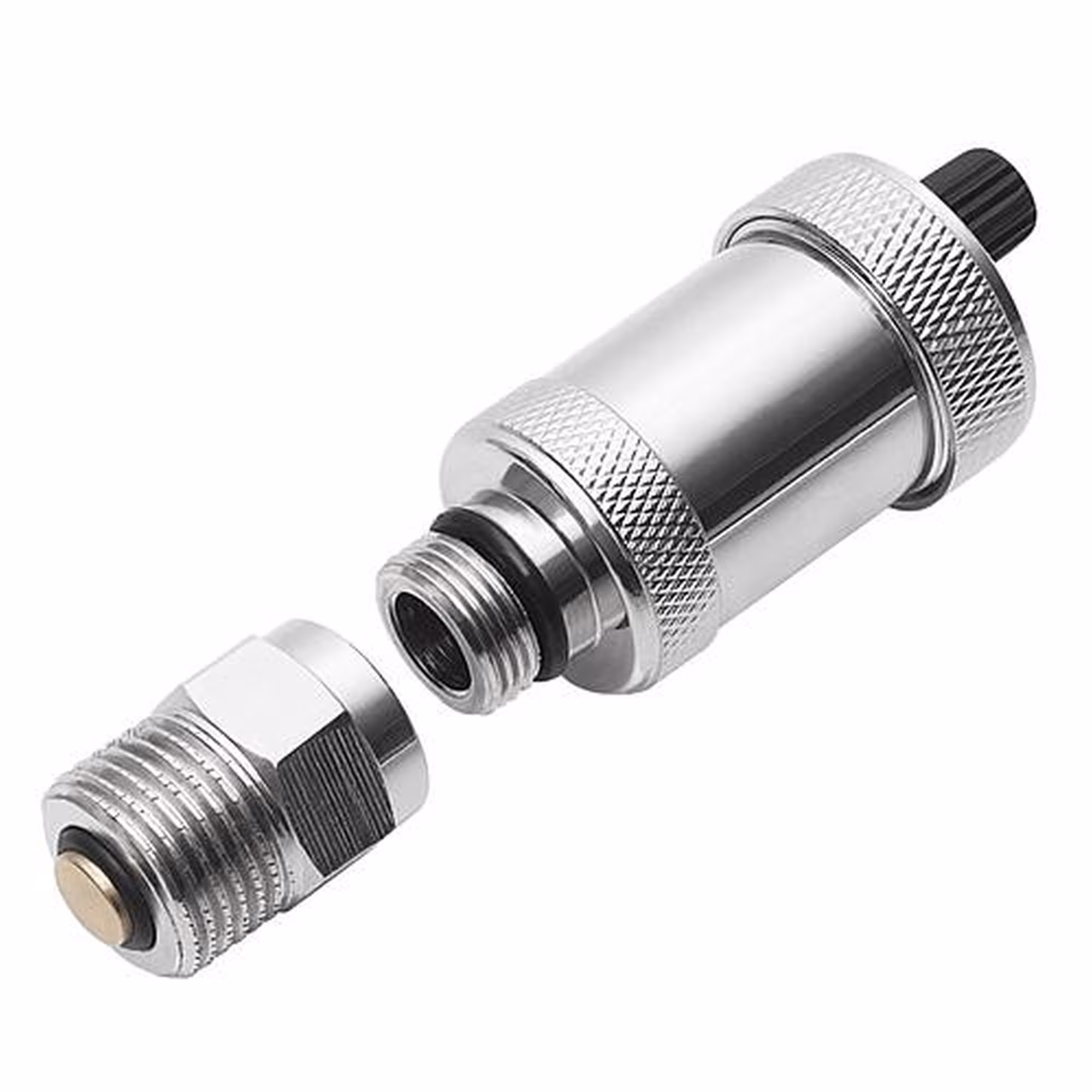 Purgeur automatique rapide 1/2" avec robinet d'arrêt, nickelé de la marque FigoFix de la gamme de robinetterie de chauffage