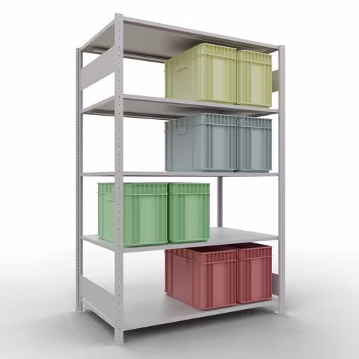 Étagère de base, étagère, système enfichable MULTIplus150, 2000 x 1300 x 800 mm, 5 étagères, RAL 7035 gris clair de la marque Schulte Lagertechnik de la gamme de produits du système enfichable