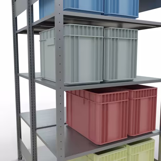 Image du produit n° 16 de l'article Étagère de base, étagère double, étagère système enfichable MULTIplus150, 2000 x 1000 x (2x600) mm (HxLxP), 2x5 étagères, barres de longueur, galvanisé Figure n° 16 de l'article étagère de base, étagère double, système d'étagères enfichables MULTIplus150, 2000 x 1000 x (2x600) mm, 2x5 étagères, galvanisées du groupe de produits étagères de la marque Schulte Lagertechnik.