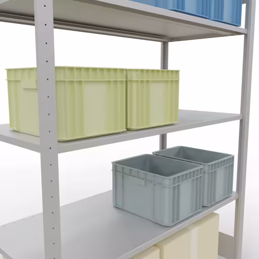 Étagère de base, étagère, système enfichable MULTIplus150, 2000 x 1300 x 600 mm, 5 étagères, barres de longueur, RAL 7035 gris clair de la catégorie d'étagères de base avec le GTIN 4004514293190 Étagère de base, étagère, système enfichable MULTIplus150, 2000 x 1300 x 600 mm, 5 étagères, RAL 7035 gris clair de Schulte Lagertechnik de la gamme de produits du système enfichable