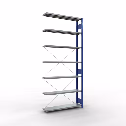 Figure n° 12 de l'article, système d'étagères MULTIplus250, système enfichable, 3000 x 1300 x 300 mm, 7 étagères, RAL 5010 bleu gentiane/galvanisé du groupe de produits système enfichable de Schulte Lagertechnik