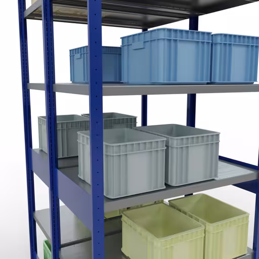 Figura n. 9 dell'articolo scaffale base, scaffale doppio, sistema a innesto per scaffali MULTIplus250, 2500 x 1000 x (2x600) mm (AxLxP), 2x6 ripiani, traversa, RAL 5010 blu genziana dal gruppo di prodotti scaffali della marca Schulte Lagertechnik