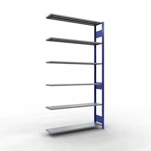 Anbauregal, Fachbodenregal Stecksystem MULTIplus150, 2500 x 1300 x 300 mm (HxBxT), 6 Fachböden, Längenriegel, RAL 5010 enzianblau/verzinkt von der Marke Schulte Lagertechnik Anbauregal, Fachbodenregal Stecksystem MULTIplus150, 2500 x 1300 x 300 mm (HxBxT), 6 Fachböden, Längenriegel, RAL 5010 enzianblau/verzinkt aus der Kategorie Anbauregal mit der Artikelnummer 12736-130-LR-B