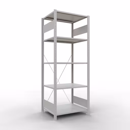 Étagère de base, étagère, système enfichable MULTIplus150, 2000 x 750 x 600 mm, 5 étagères, traverse, gris clair RAL 7035 de Schulte Lagertechnik de la catégorie système enfichable