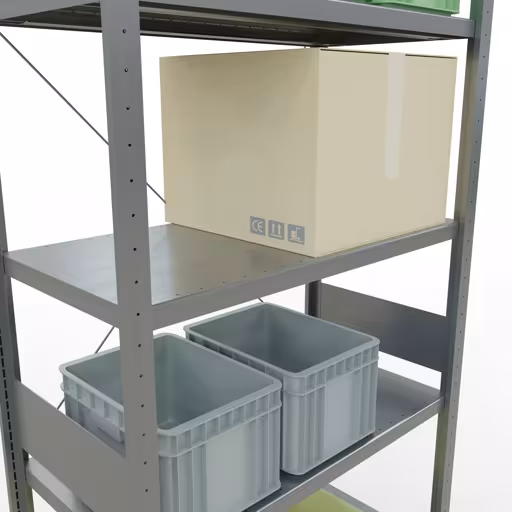 Un'altra vista dell'articolo scaffale base, scaffale, sistema a innesto MULTIplus330, 3000 x 1000 x 500 mm (AxLxP), 7 ripiani, traversa, zincato dalla categoria Sistema a innesto