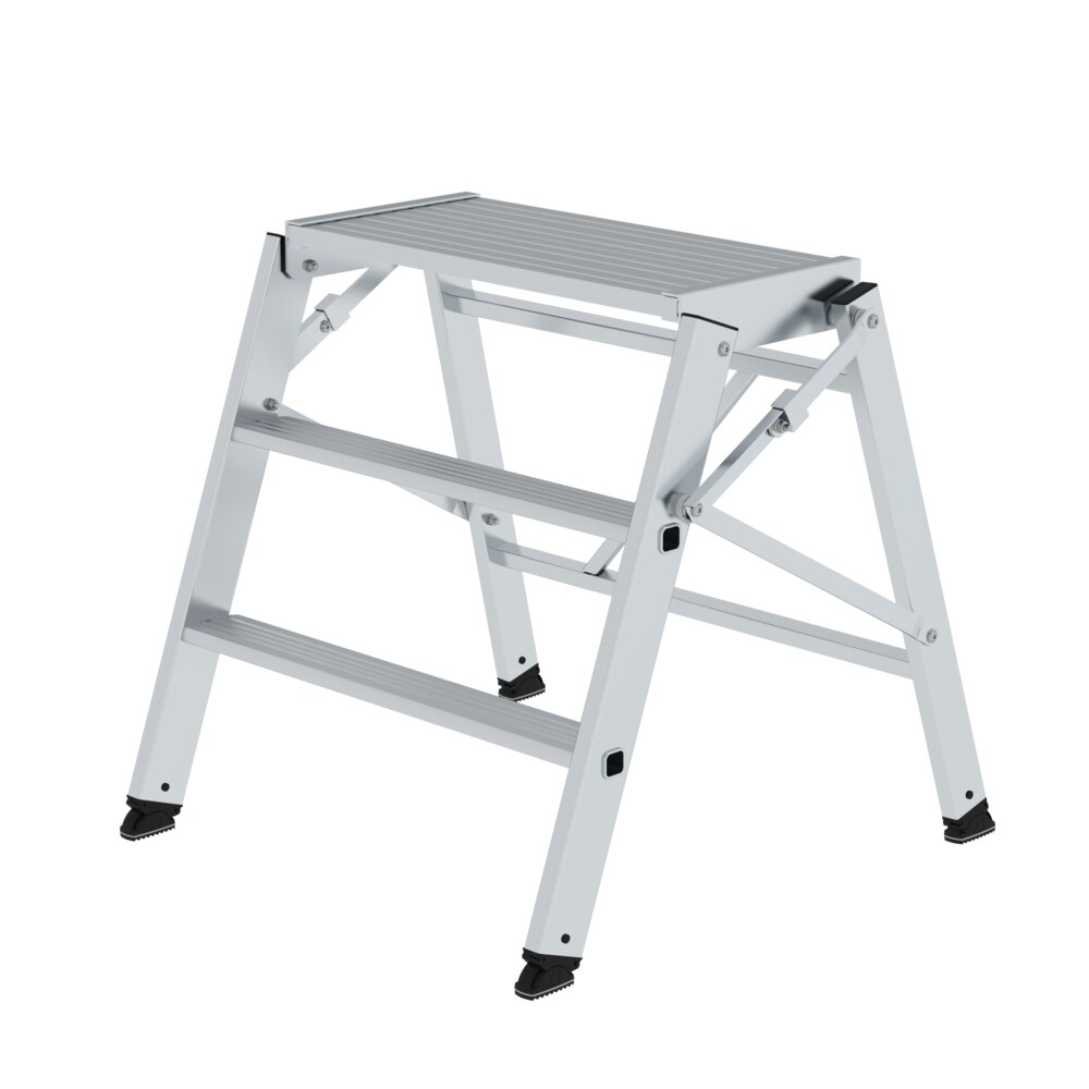 Plateforme pliante Munk, accessible d'un côté, 2 marches + plate-forme de Günzburger Steigtechnik Plateforme pliante Munk, accessible d'un seul côté, de la catégorie des escaliers plateformes, référence 050006